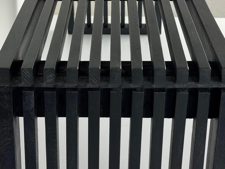 Produktbild FineBuy Sitzbank Garderobenbank Akazie Massivholz 120 cm Schwarz Flurbank Klein (120 cm)