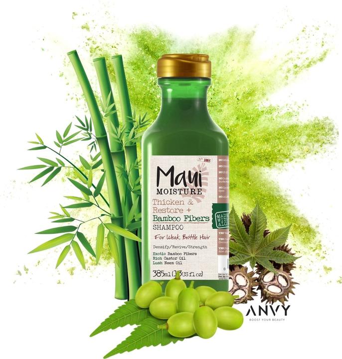 Image du produit Maui shampooing fortifiant pour cheveux faibles + fibre de bambou 385 ml (385 ml, Shampoing liquide)