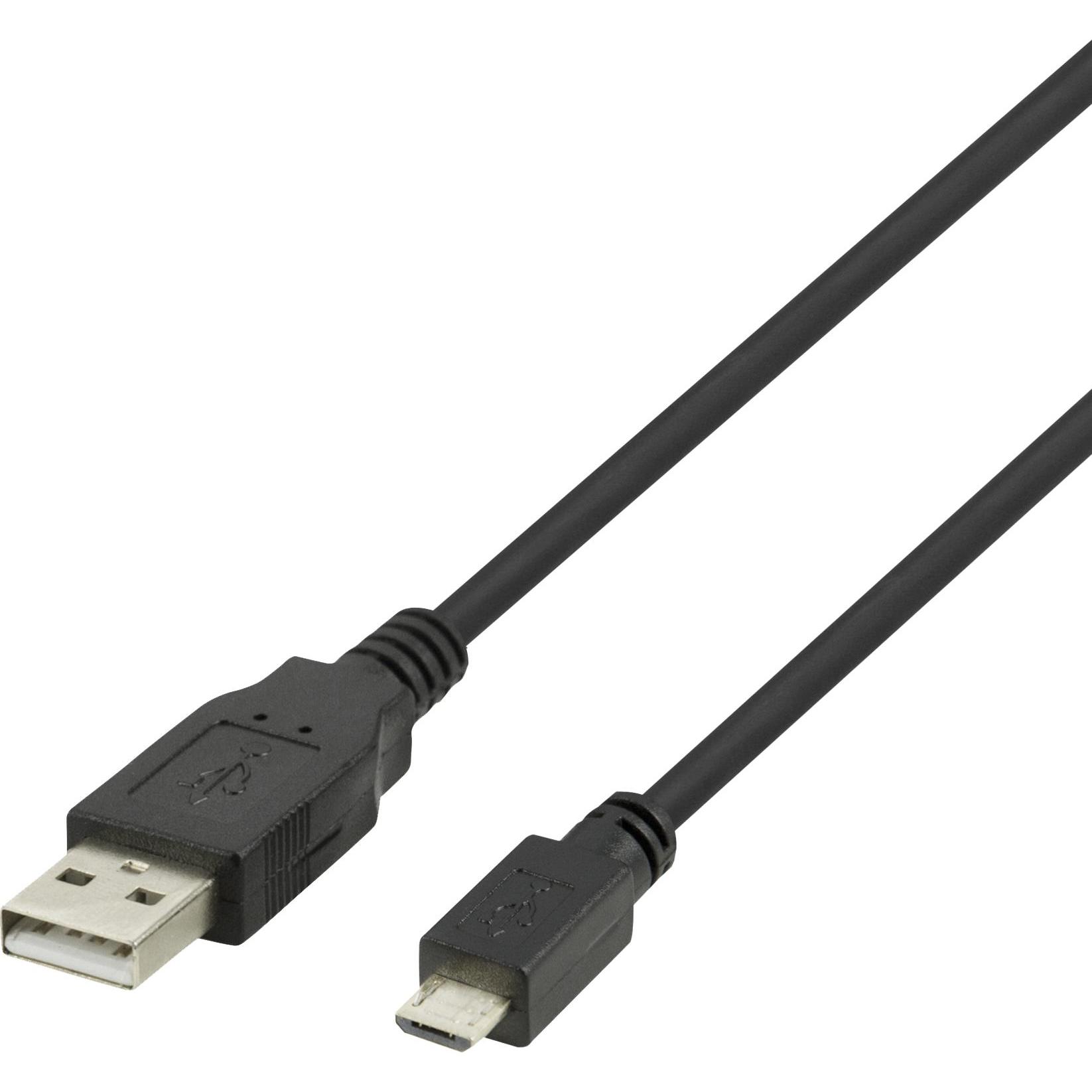 Deltaco USB 2.0 Micro B cable, 2.4A, 3m black, Cavo USB