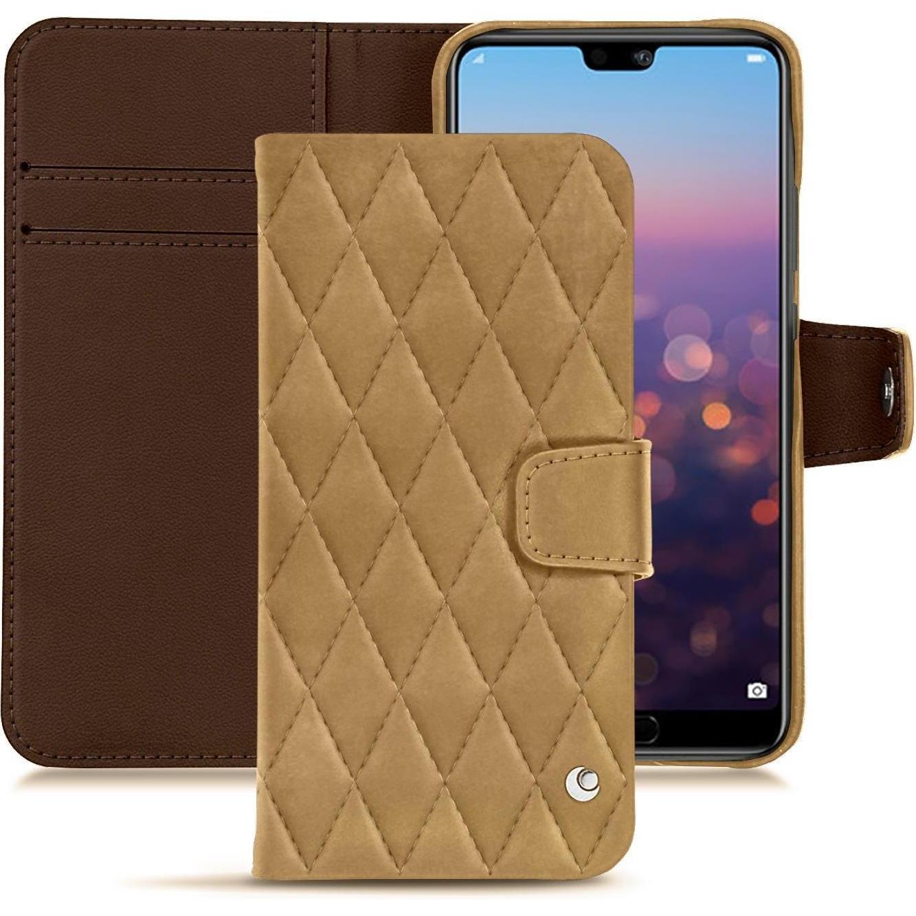 Noreve Lederschutzhülle Wallet (Huawei P20 Pro), Smartphone Hülle, Braun