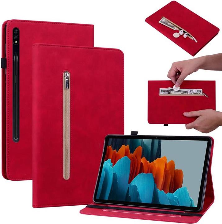 Produktbild Cover-Discount Galaxy Tab S9+ - Schutzhüllle mit Zipper Tasche rot (Galaxy Tab S9+, Galaxy Tab S10+, Galaxy Tab S9 FE)
