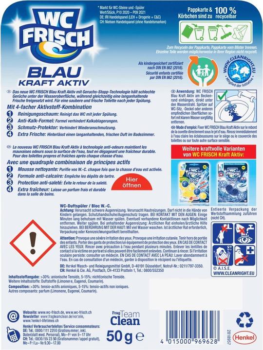 Energy Label WC Frisch Kraft-Activ Blauspüler Ozean