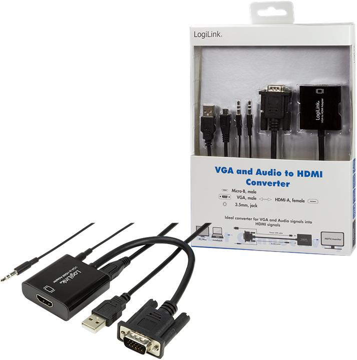 Produktbild LogiLink CV0060 - VGA mit Audio- und HDMI-Konverter (HDMI, 20 cm)