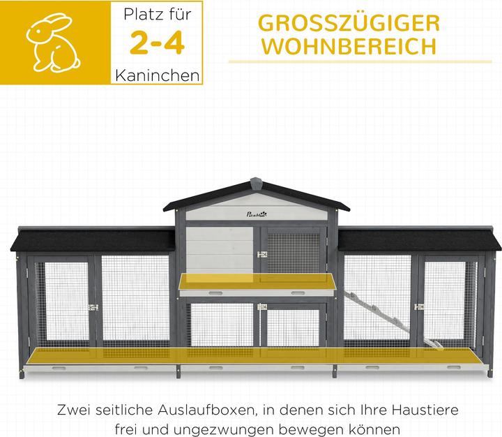 Actual product image PawHut Kaninchenstall Tannenholz, Stahl Mehrfarbig