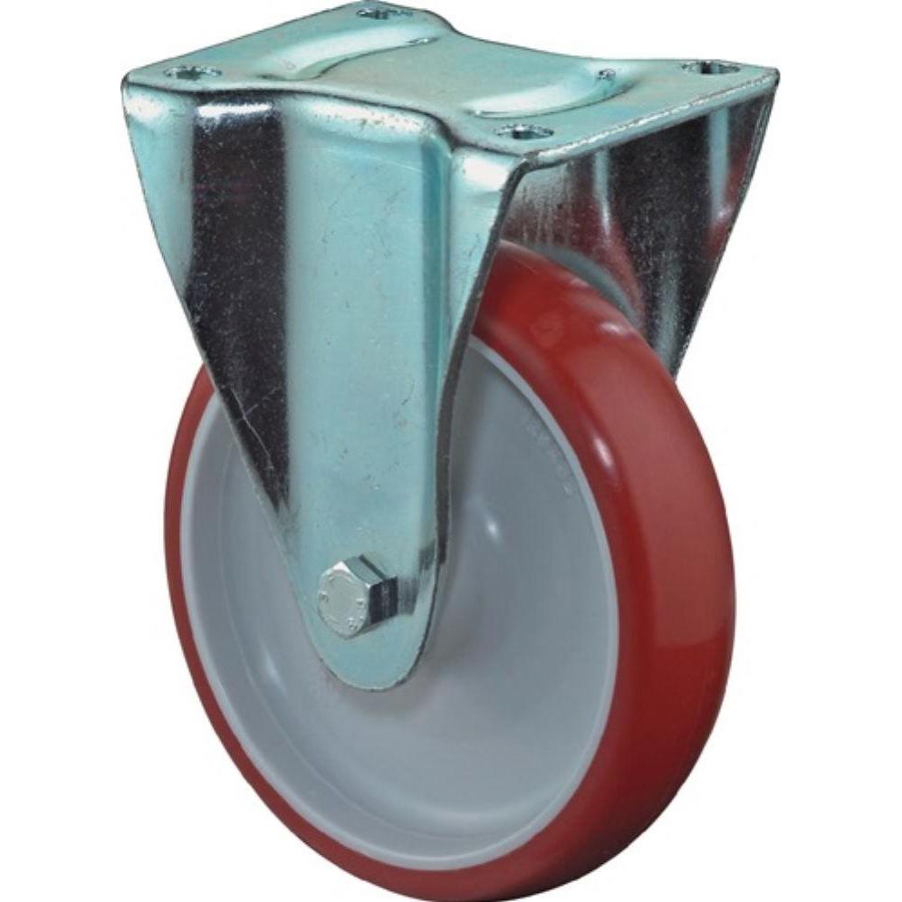 BS Rollen, Möbelrollen, Bockrolle Rad-Ø 200 mm Tragfähigkeit 300 kg Guss-Polyurethan Platte L135xB110 mm