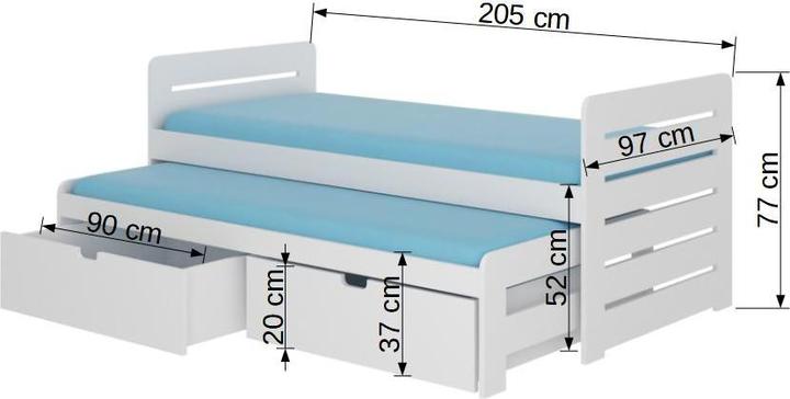 Actual product image ADRK Furniture Double bed with mattresses TOMI 200x90 (90 x 200 cm)