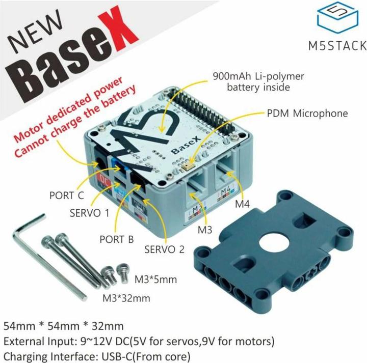 Immagine prodotto M5Stack BaseX compatibile con Lego Mindstorms EV3 e NXT