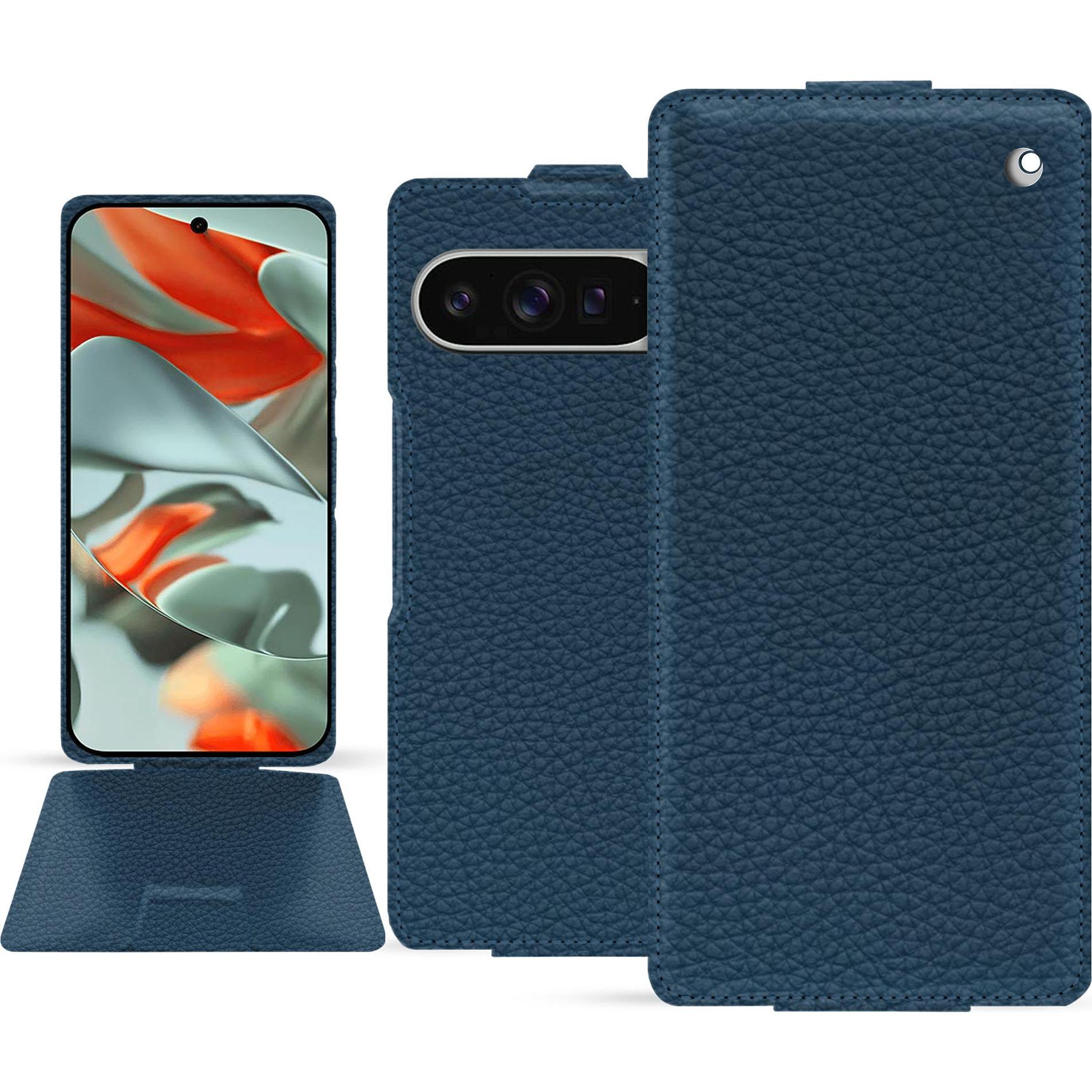 Noreve Lederschutzhülle vertikal (Google Pixel 9 Pro XL), Smartphone Hülle, Blau