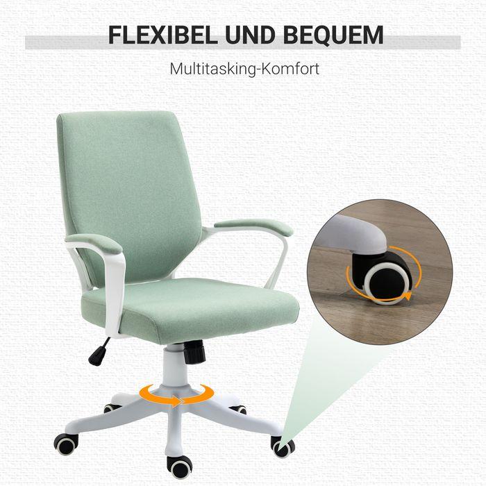 Produktbild Swisshandel24 Bürostuhl mit Wippenfunktion ergonomisch Polyester Nylon PP Grün+Weiss (44 - 52 cm)