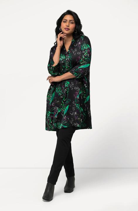 Produktbild Ulla Popken Long-Tunika, Satin, V-Ausschnitt, Schluppe, 3/4-Arm (46, 48)