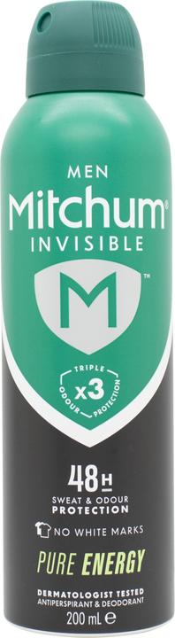Produktbild Mitchum Invisible Men 48HR Protection Aerosol Deodorant & Anti-Perspirant Pure Energy 200ml (Spray, 200 ml)