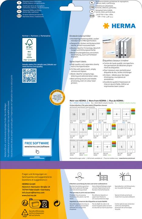 Actual product image HERMA Folder spine labels A4