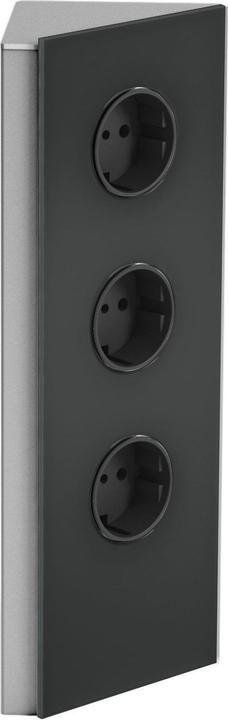 Produktbild Wipo Steckdosenelement Power Eck G, 3 Schukosteckdosen, Edelstahl/Glas schwarz