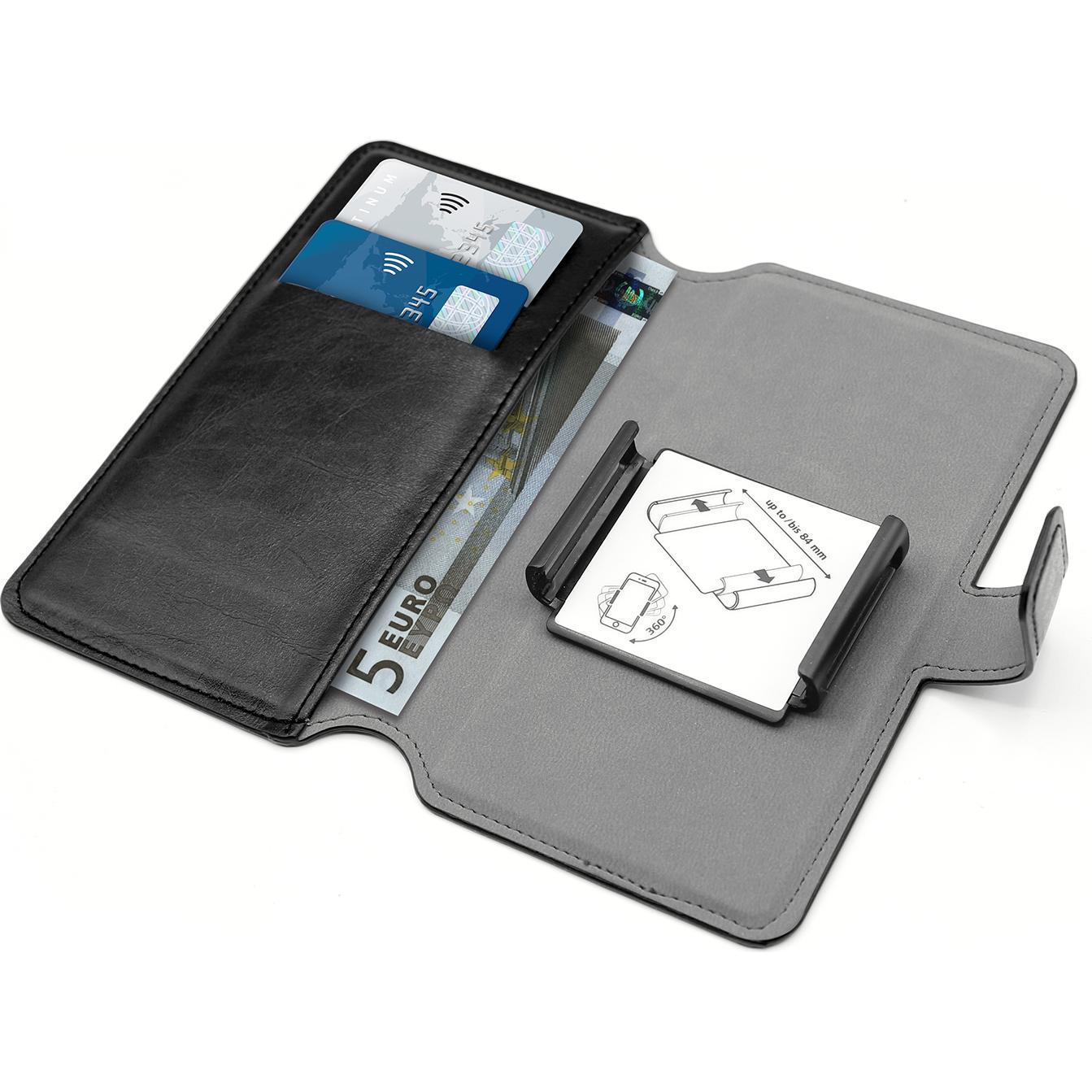 Thumbnail - Puro universal wallet - 360 universal swivel case with card slots, size XL (black) (Universal), Smartphone Hülle, Schwar...