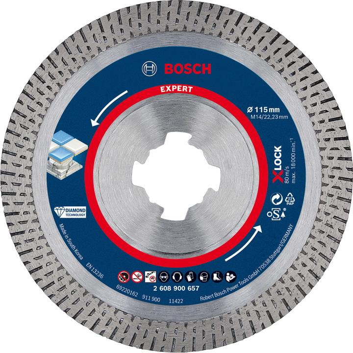 Produktbild Bosch Professional Zubehör EXPERT HardCeramic X-LOCK Diamanttrennscheiben, 115 x 22.23 x 1.4 x 10 mm
