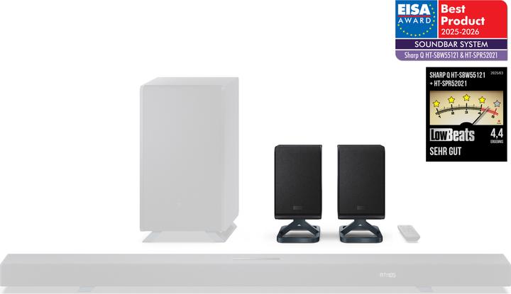 Immagine prodotto Sharp Speakers HT-SPR52021(BK) Q Soundbar 2.0.2 Wireless Rear Surround Speakers, Black | (200 W, 2.0.2 Canale)