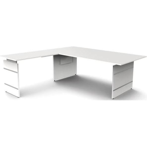 Kerkmann, Schreibtisch, Schreibtisch Form4 200 Wangen-Gestell 200x100x68-76cm / Anbau 120x80cm weiss