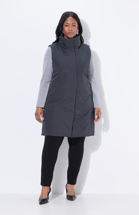 Produktbild Ulla Popken Long-Steppweste, A-Linie, Stehkragen, Seiten-Druckknöpfe (42, 44)