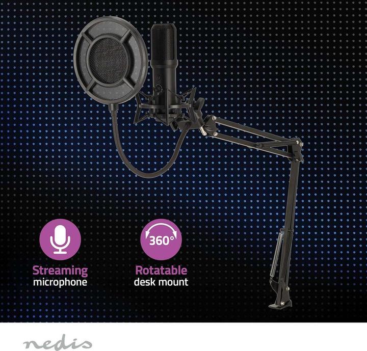 Immagine prodotto Nedis Microfono da gioco | Utilizzato per: Desktop / Notebook | USB Tipo-A | Interruttore On/Off | Filtro