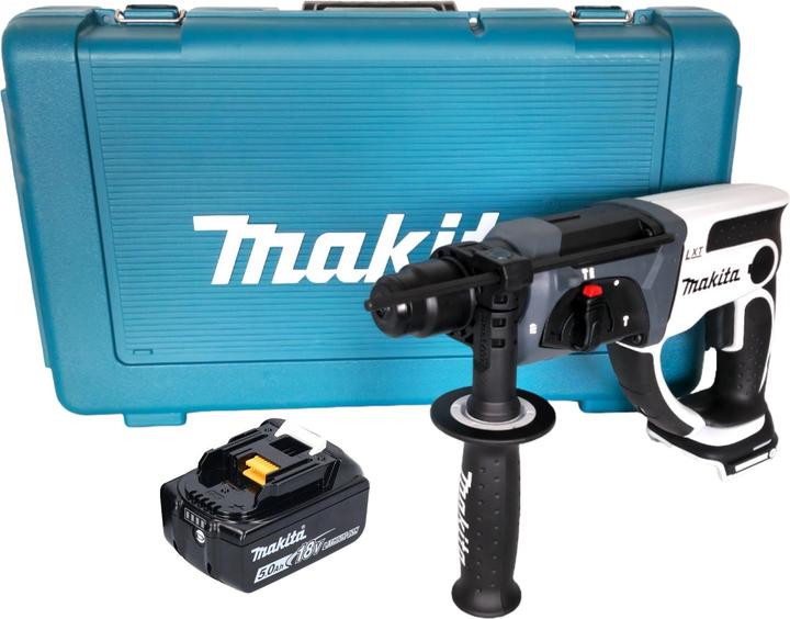 Actual product image Makita DHR 202 T1W Cordless hammer drill 18 V 20 mm 2.0 J white + 1x rechargeable battery 5.0 Ah + case - (Rechargeable battery operated)