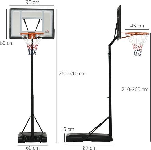 Actual product image Swisshandel24 Basketball stand with wheels rollable 260-310 cm height-adjustable basketball hoop with stand