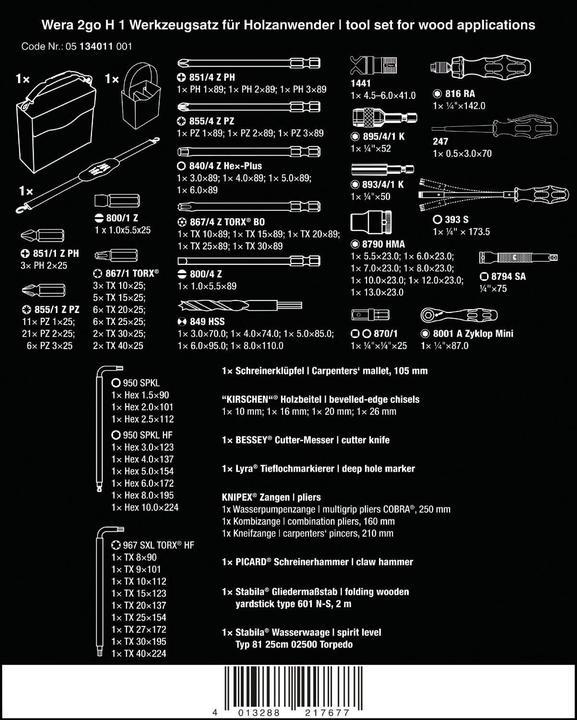 Nutritional values and ingredients Wera 2go H 1 (134 pieces)