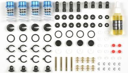 Actual product image Tamiya TRF damper set aluminum blue 4 pieces Hard Black Coating