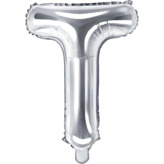 Partydeco Ballon Brief "T" in Silber