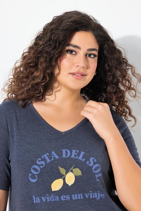 Produktbild Ulla Popken Jerseykleid, Zitronen, A-Linie, V-Ausschnitt, Halbarm (50, 52)