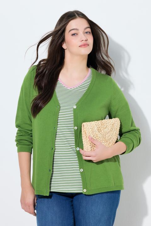 Produktbild Ulla Popken Twinset-Strickjacke, V-Ausschnitt, Langarm (58)