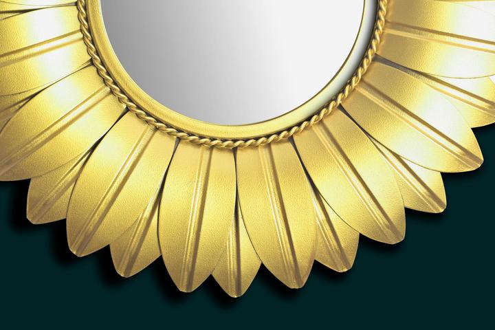 Image du produit FineBuy miroir mural miroir couloir fleur métal 60 cm miroir couloir miroir suspendu (60 x 60 x 4 cm)