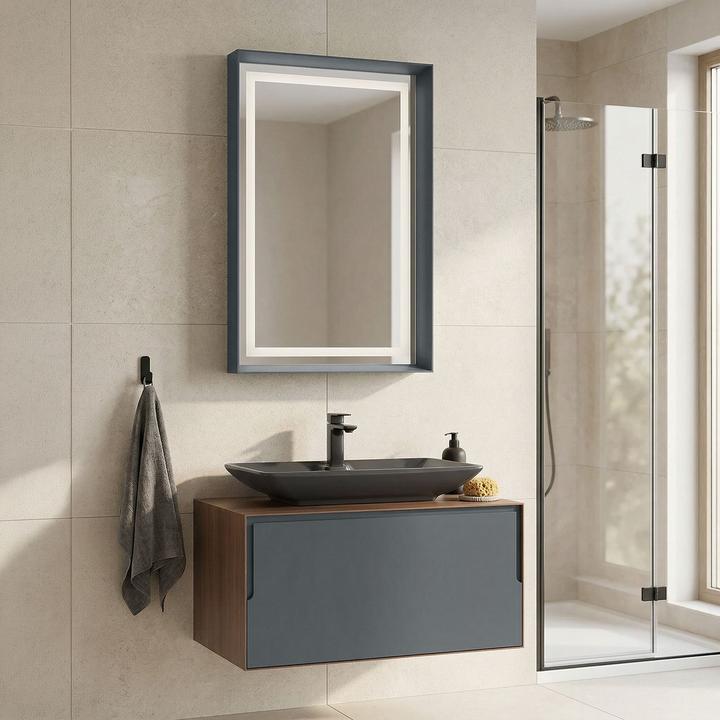Produktbild Homitis Craft 80 Bathroom Cabinet With Sink & Mirror Set (2 Pieces)
