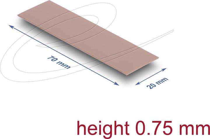 Image du produit Delock Wärmeleitpad 70 x 20 x 0,75 mm für M.2 Module 3,0 W/m (0.75 mm, 3 W/m K)