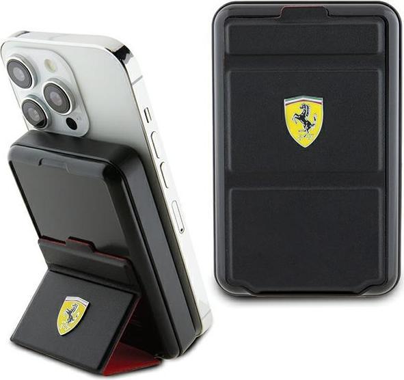 Actual product image Ferrari Powerbank Bezprzewodowy 15W FEPB10MSPLEK 10000 mAh z funkcją standu czarny/black Metal Logo (10000 mAh, 15 W)