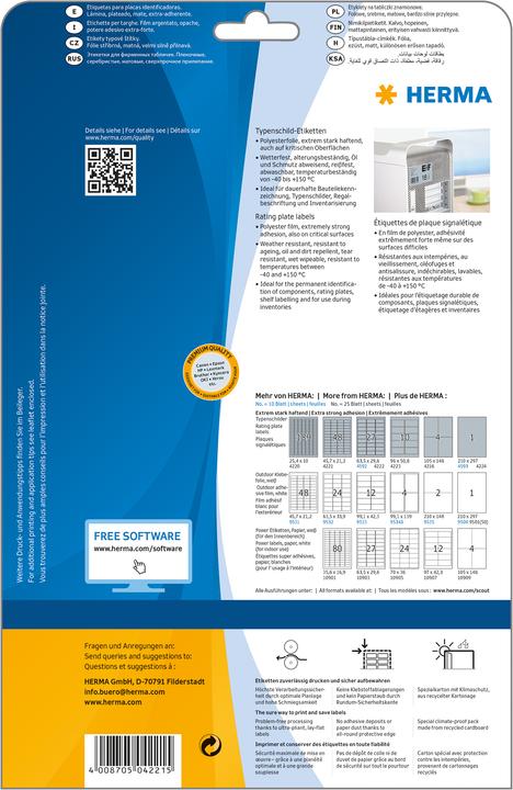 Actual product image HERMA Nameplate labels A4