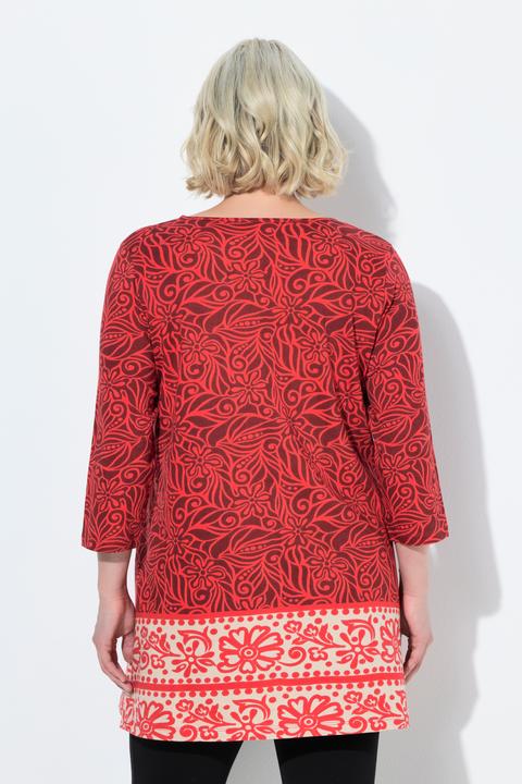 Image du produit Ulla Popken T-shirt long, coupe évasée. Décolleté rond et manches 3/4 (62)