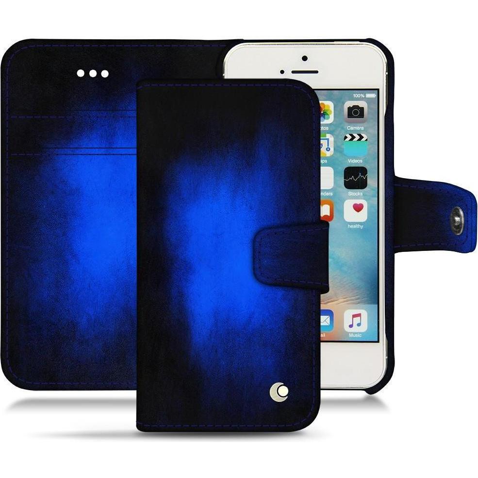 Noreve Lederschutzhülle Wallet (Apple iPhone SE), Smartphone Hülle, Blau