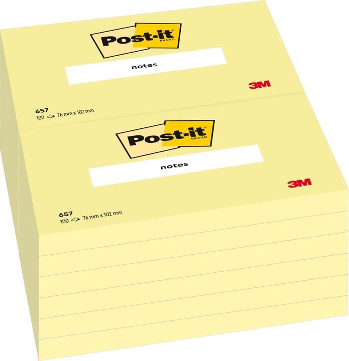 Produktbild Post-it Haftnotizen Standard 657 gelb 12 Blöcke (9 x 8 x 13 cm)