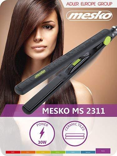 Immagine prodotto Mesko Piastra per capelli Garanzia 24 mesi, Sistema di riscaldamento in ceramica, 35 W, Nero (Piastra per capelli)
