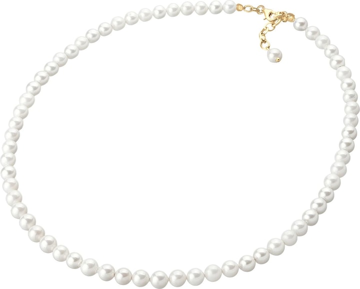 Produktbild Elli Halskette Muschelkernperlen 925 Sterling Silber (925er Sterling Silber, Muschelkernperlen, Edelstahl, Keine Schmucksteine, 42 cm)