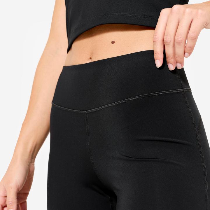 Produktbild Domyos Leggings Damen hoher Taillenbund Mesheinsatz - schwarz (W28/L31)