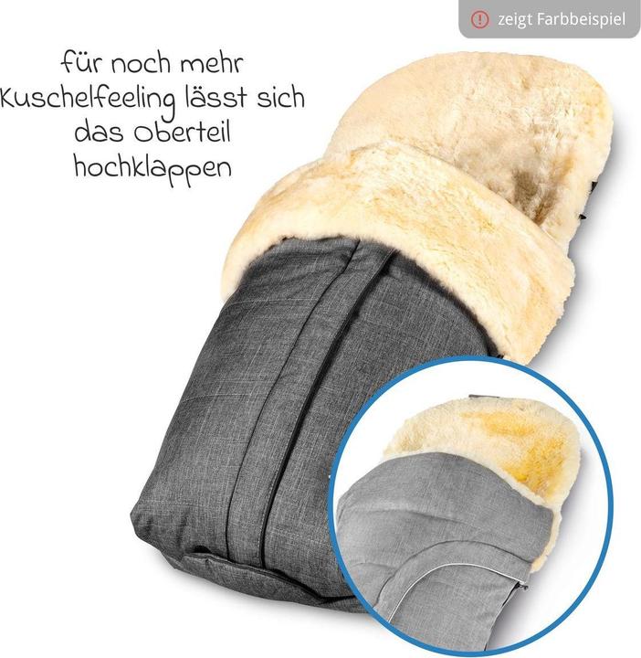 Actual product image Fellhof Lambskin fur bag - Cortina - for strollers, graphite melange