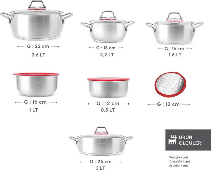 Produktbild Karaca Emirgan XL Cookware with Storage Lid Induction Base Made of Steel Pack of 10 (Pfannenset + Topfset, Edelstahl)