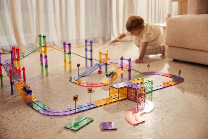 Actual product image Cleverclixx Autobahn-Bausatz in Pastellfarben 80 Teile