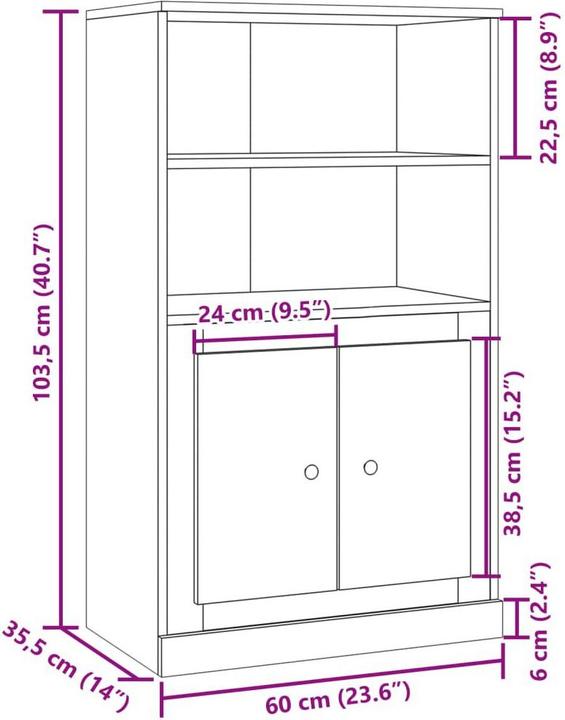 Image du produit vidaXL Highboard (60 x 35.50 x 103.50 cm)