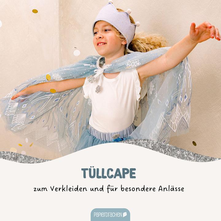 Produktbild Papierdrachen Tüll Cape mit Glitzer – hellblau