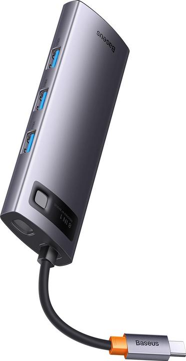 Produktbild Baseus Hub 8w1 StarJoy Metal Glam Series, USB-C do HDMI + 3 x USB 3.0 + USB-C PD + RJ45 + SD/TF (USB-C, 8 Ports)