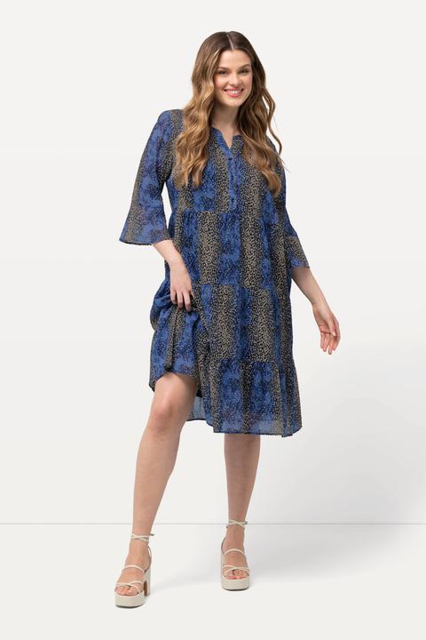 Produktbild Ulla Popken Midikleid, A-Linie, Tunika-Ausschnitt, 3/4-Volantärmel (50, 52)