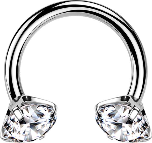 Produktbild Star Piercing Micro Circular Barbell Innengewinde silber zwei Kristalle silber gefasst (Titan, ohne Messing)