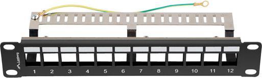 Actual product image Lanberg Patch panel 12-port 1U 10-inch FTP with organiser for Keystone modules, black